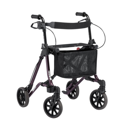 Leichtgewicht-Rollator TAIMA M2 mit Rückengurt, Tasche und Einhandbremse (Dietz) Ausf.: Einhandbremse links Farbe: kupferrot